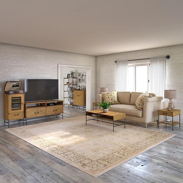 Kathy Ireland® Home By Bush Furniture Ironworks Coffee Table, Vintage Golden Pine (KI50111-03) 7 Kathy Ireland® Home By Bush Furniture Ironworks Coffee Table, Vintage Golden Pine (KI50111-03) - Image 5