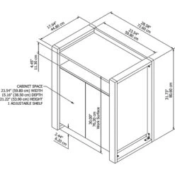 Kathy Ireland® Home By Bush Furniture Voss 31.75" Storage Cabinet With 1 Shelf, Cotton White/Serene Cherry (OSS129WC2-03) -Kathy Ireland sp74531521 s7