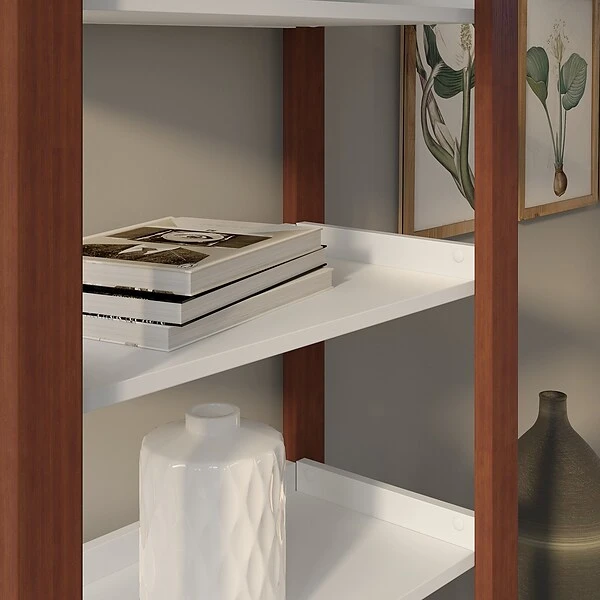 Kathy Ireland® Home By Bush Furniture Voss 5 Shelf Etagere Bookcase, Cotton White/Serene Cherry (OSB130WC2-03) 8 Kathy Ireland® Home By Bush Furniture Voss 5 Shelf Etagere Bookcase, Cotton White/Serene Cherry (OSB130WC2-03) - Image 6