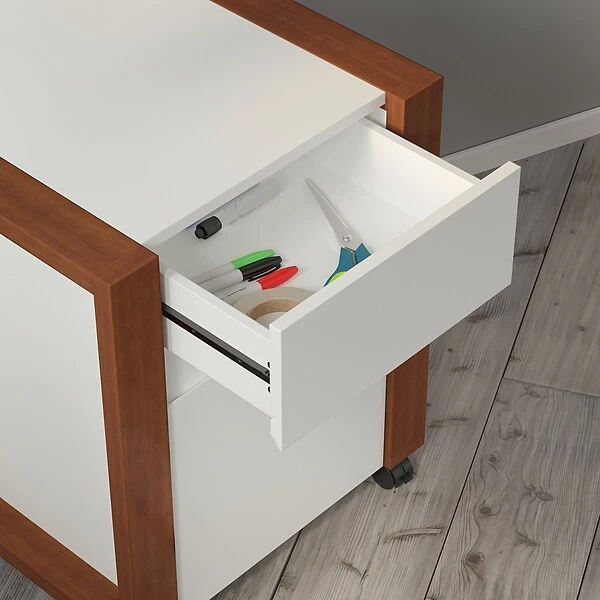 Kathy Ireland® Home By Bush Furniture Voss 1-Drawer Vertical File Cabinet, Letter, Cotton White/Serene Cherry, 20.87"D 4 Kathy Ireland® Home By Bush Furniture Voss 1-Drawer Vertical File Cabinet, Letter, Cotton White/Serene Cherry, 20.87"D - Image 2